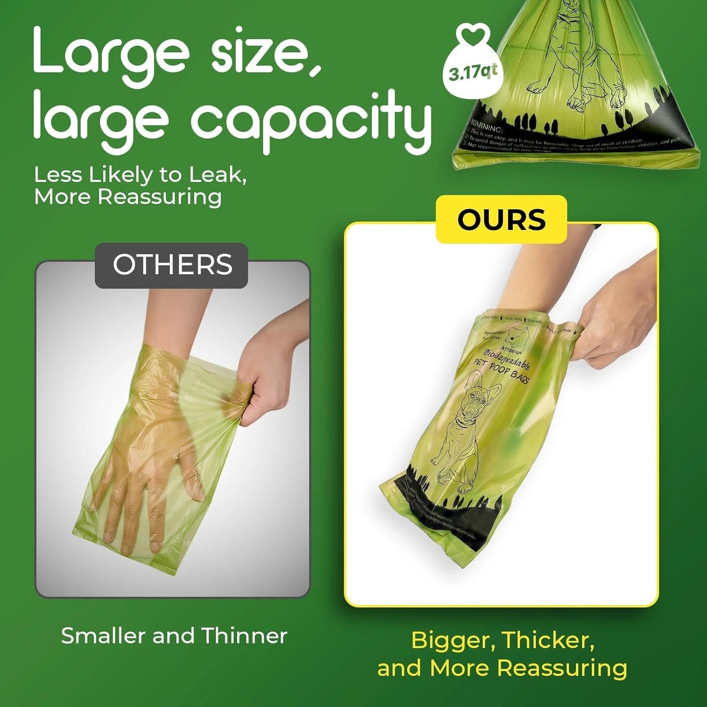 Biodegradable Dog Poop Bags 150 Count 10 Rolls with Dispenser, Thicken and Leak Proof Poop Bag Holders for Leashes(Scented)