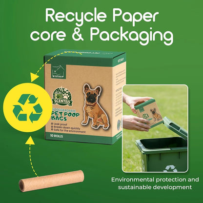 Biodegradable Dog Poop Bags 150 Count 10 Rolls with Dispenser, Thicken and Leak Proof Poop Bag Holders for Leashes(Scented)