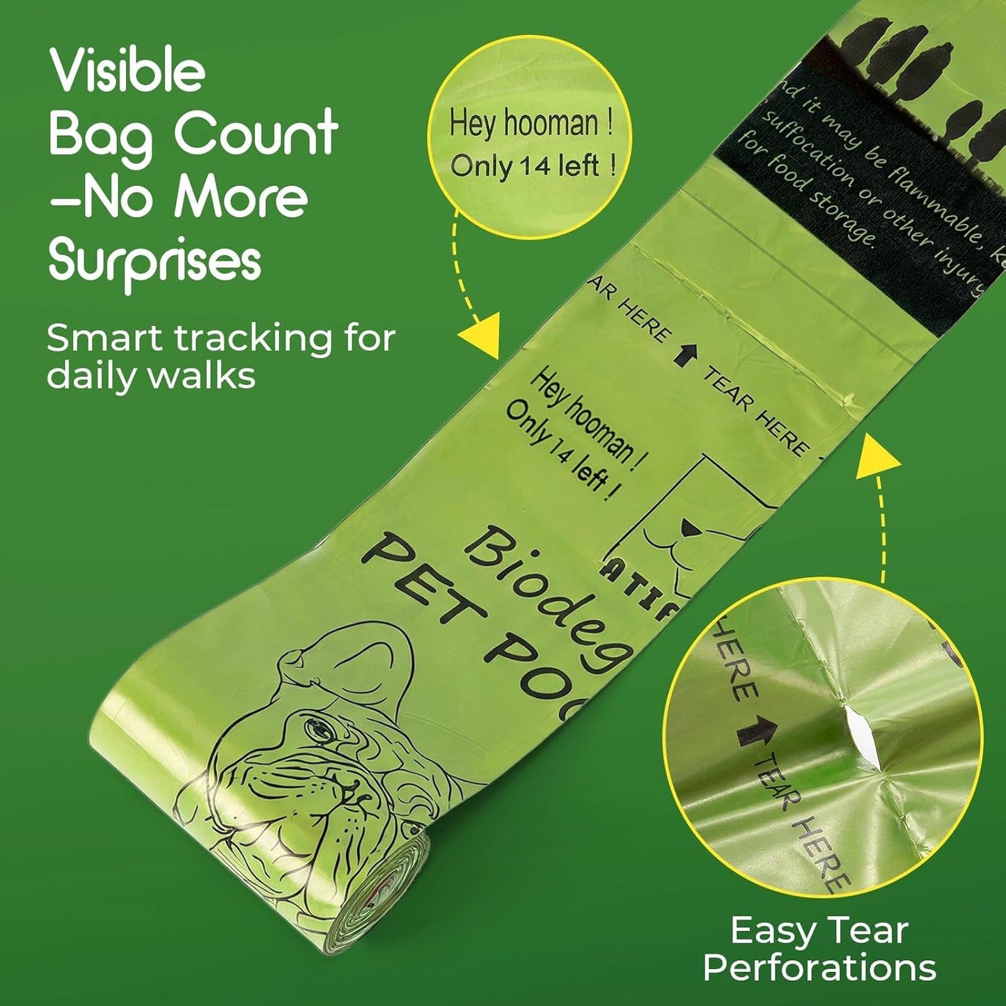 Biodegradable Dog Poop Bags 150 Count 10 Rolls with Dispenser, Thicken and Leak Proof Poop Bag Holders for Leashes(Scented)